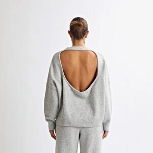 One Mile Open Back Oversized Crewneck Sweater